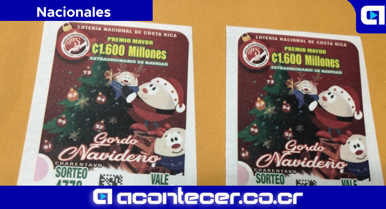Sorteo de gordo navideño 2023 Lotería Costa Rica JPS