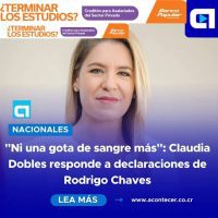 La ex primera dama Claudia Dobles alzó la voz tras declaraciones del presidente Rodrigo Chaves en San Carlos, donde mencionó que ciertas luchas deben defenderse "hasta con sangre".